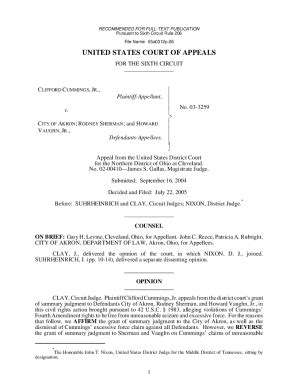 Fillable Online Cummings V City Of Akron Sixth Circuit Court Of