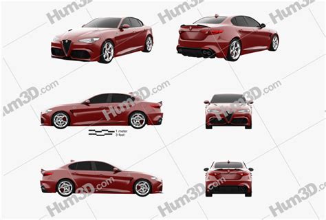 Alfa Romeo Giulia Quadrifoglio 2019 Blueprint Template