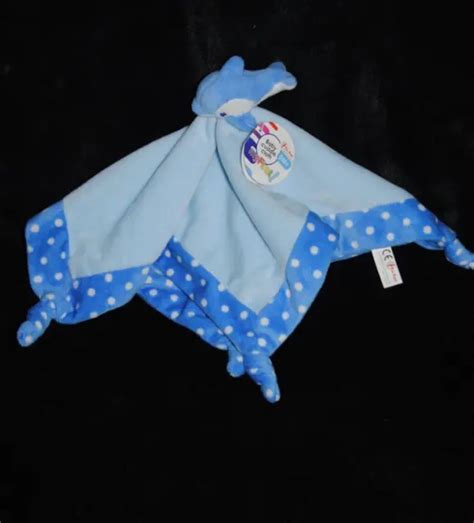 Doudou Toi Toys Dauphin Plat Bleu Carr Pois Blanc Neuf Eur