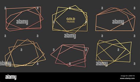 Gold Und Rose Rahmen Abstrakte Polygonale Geometrische Set Hochzeit