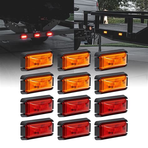 12pc 2 5 Amber Red LED Trailer Marker Light Black Bezel DOT FMVSS 108