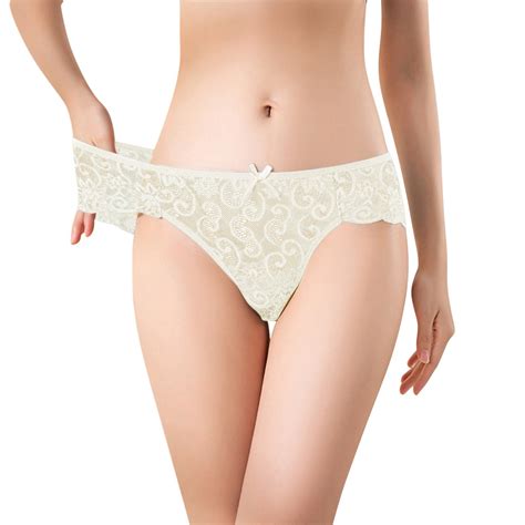 Zmhegw Lace Panties For Women Low Rise Underwear Solid White M