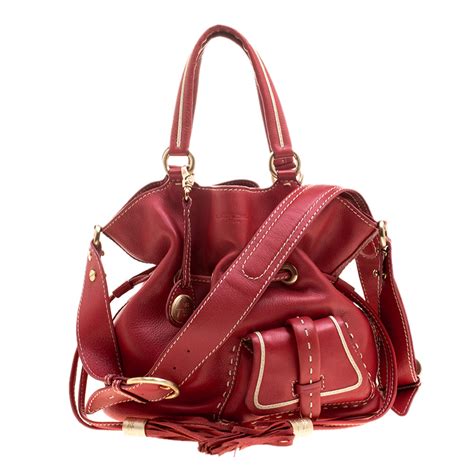 Lancel Red Leather Premiere Flirt Bucket Shoulder Bag Lancel The Luxury Closet