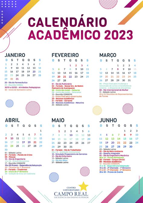 Calendário Acadêmico Centro Universitário Campo Real Guarapuava