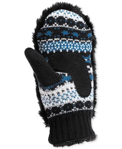 Isotoner Signature Women S Faux Fur And Fair Isle Mittens Macy S