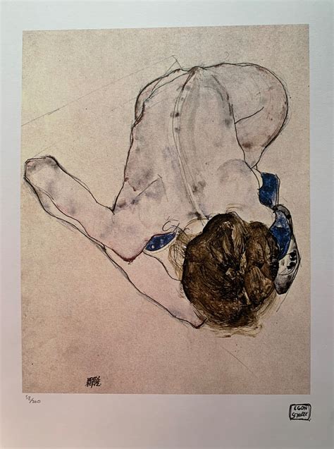 Egon Schiele Nude With Blue Stockings Lithography Etsy