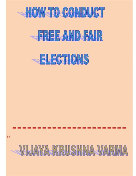 Pdf How To Conduct Free And Fair Elections