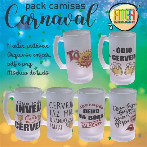 Estampas Carnaval Caneca Chope Ana Melim Studio Art