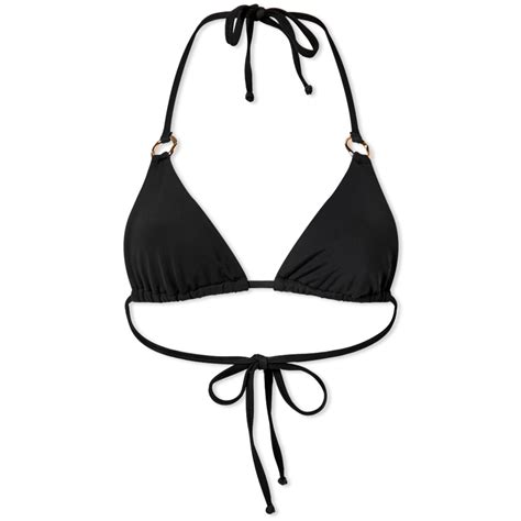 Louisa Ballou Mini Ring Triangle Bikini Top Black End