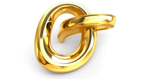 Golden D Rendered Ampersand Symbol With Glossy Metal Texture On White