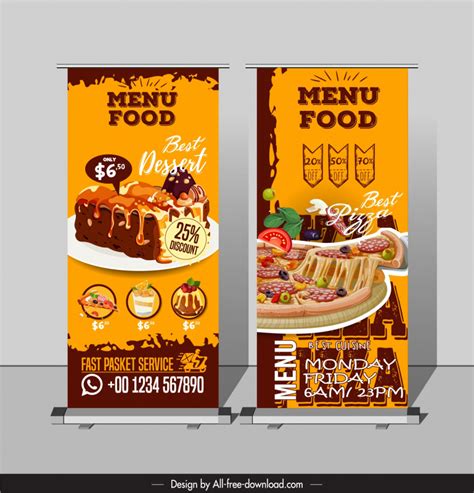 Pizza Desserts Menu Template Classic Standee Vectors Images Graphic Art