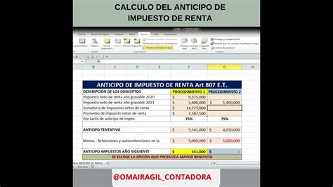 Como Calcular El Anticipo Del Impuesto De Renta Youtube