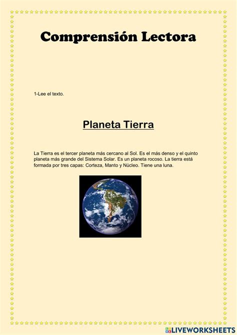 Planeta Tierra Worksheet For 3º Live Worksheets