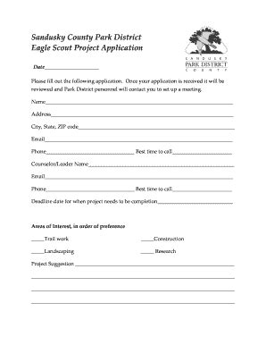 Fillable Online Sandusky County Park District Beagle Scoutb Project