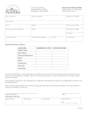 Fillable Online Site Plan Bapplicationb Land Use Number Of Blotsb Acres