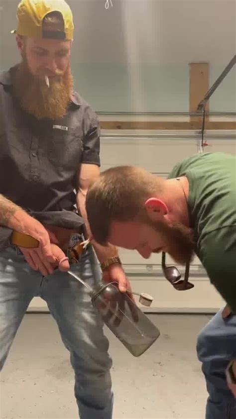 Str8 Redneck Buddies Mess Around And Piss In The Garage