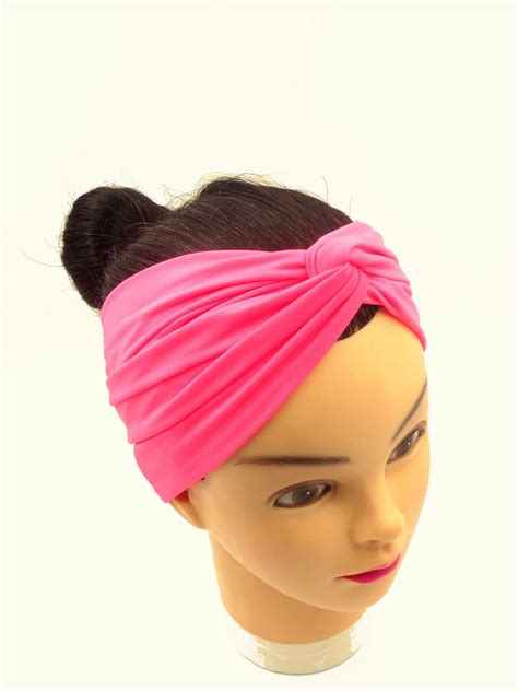 Extra Wide Neon Pink Headband Neon Pink Head Wrap Workout Yoga Etsy