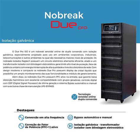 Nobreak Online Dupla Conversão Isolado 6000VA 16 Baterias 12V 7Ah