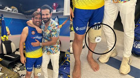 Ms Dhoni Seen Wearing A Knee Strap In Photo Shared By Irfan Pathan See