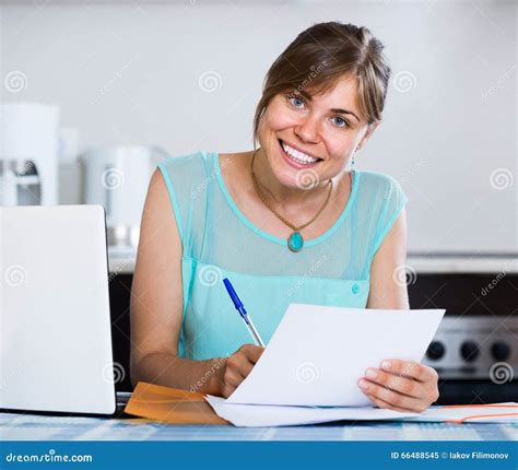 Adult Girl Applying For Bank Loan At Home Stock Image Image Of