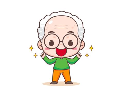 Cute grandfather or old man cartoon character. Strong Grandpa with ...