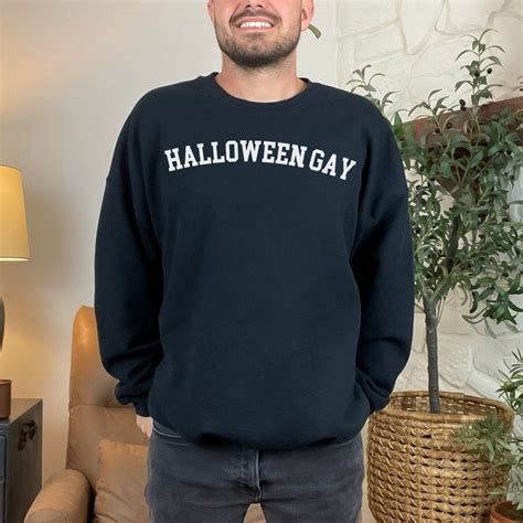 Halloween Gay Sweatshirt Fall Autumn Halloween Sweater Retro Collegiate Pullover Funny LGBTQ