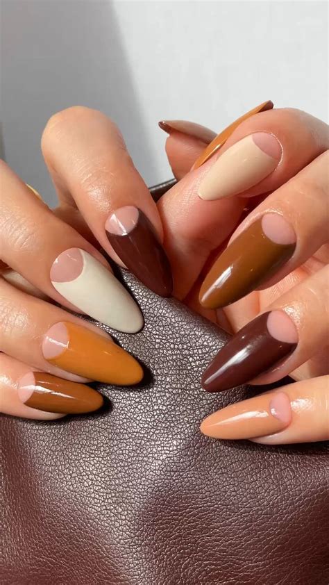 Half Moon Nude Nails Almond Nails Nail Designs Nude Nails