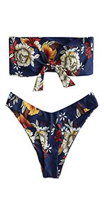ZAFUL Damen Cami Smocked Bikini Sets mit Spaghetti Träger Bikinis Bademode Badeanzug Swimwear