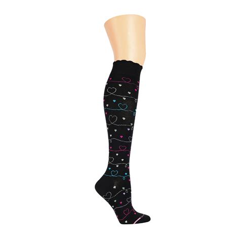 Knee High Compression Socks For Women Dr Motion Scribble Hearts