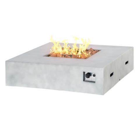 42 Square Propane Fire Pit Table 50,000BTU w/ Rain Cover, Grey, 1 Unit ...