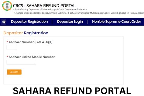 Mocrefund Crcs Gov In Registration Sahara Refund Portal Login Claim Form