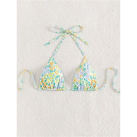 On Hand Ditsy Floral Print Halter Triangle Bikini Top Shopee Philippines
