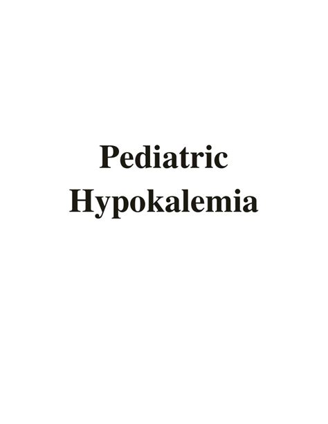 Hypokalemia Report | PDF | Potassium | Diet & Nutrition