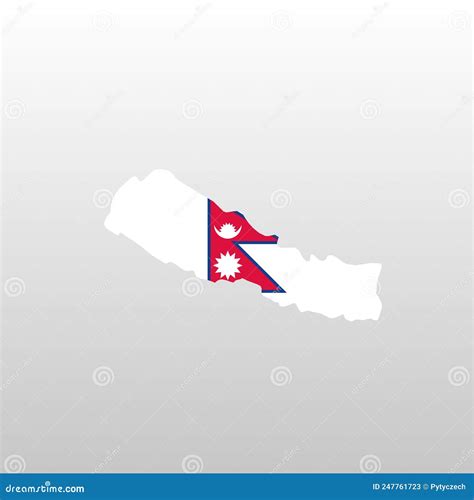 Nepal National Flag In Country Map Silhouette Stock Vector