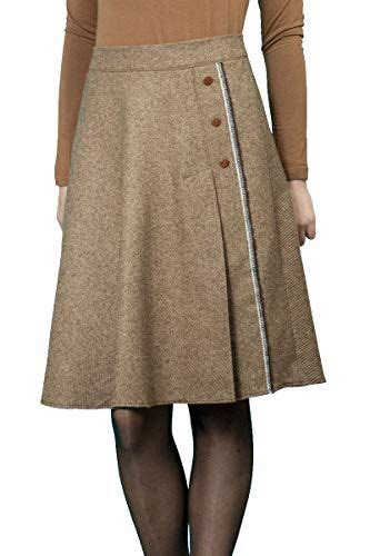 Lässiger Warme Winter Wolle Wool Rock A Linie Braun Größe EU 36 38 40