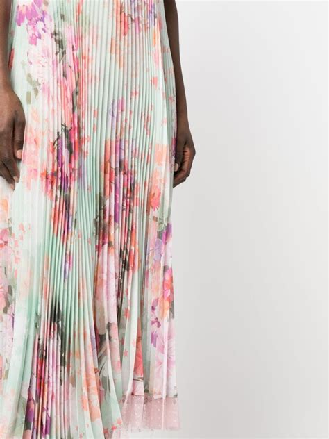 Twinset Floral Pleated Midi Dress Pink Farfetch