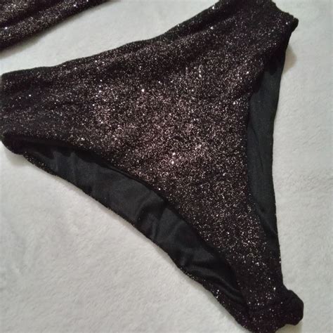 Windsor Black Glitter Cheeky Bikini Size Small Gem