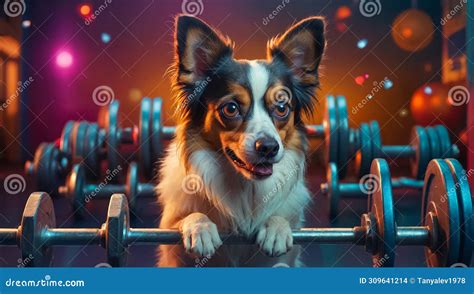 Cute Dog In The Gym Character Stock Illustration Illustration Of