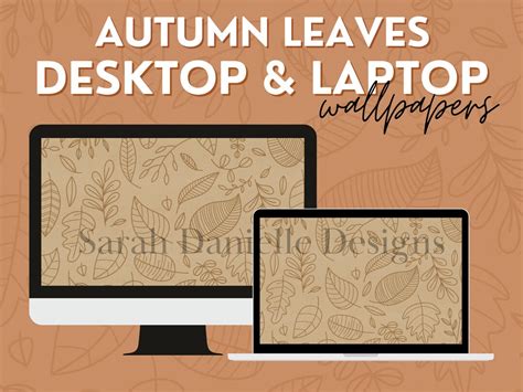 Autumn Leaves Desktop Background Minimal Fall Laptop Wallpaper Digital ...