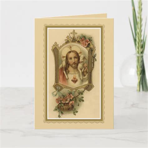 Sacred Heart Jesus Lamb Condolence Thank You Zazzle