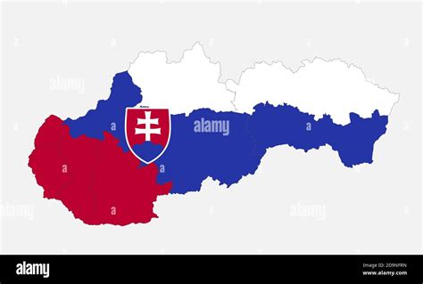 Map of the Slovak Republic map in the colors of the flag with ...