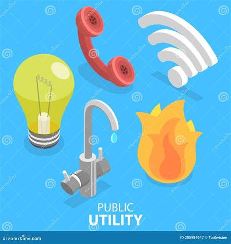 3d Isometric Flat Vector Illustration Of Utility Services Icon Set Stock Vector Illustration