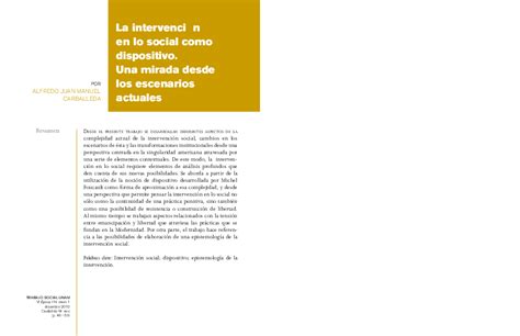 Pdf La Intervencion Social Como Dispositivo Carballeda