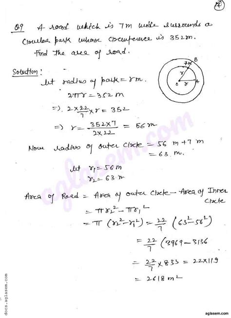 Rd Sharma Solutions Class Chapter Mensuration Ii Area Of Circle