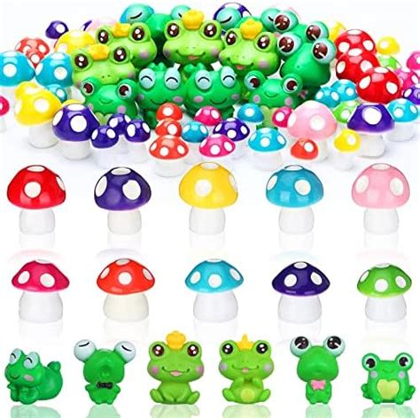 Amazon Purpeak 130 Pcs Mini Mushrooms Frog Tiny Ducks Mini Red