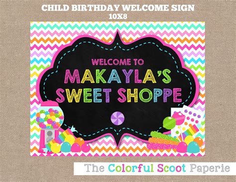 Sweet Shoppe Birthday Party Sign Candyland By Thecolorfulscoot