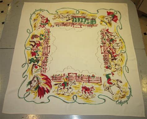 Vintage Calgary Stampede Souvenir Tablecloth