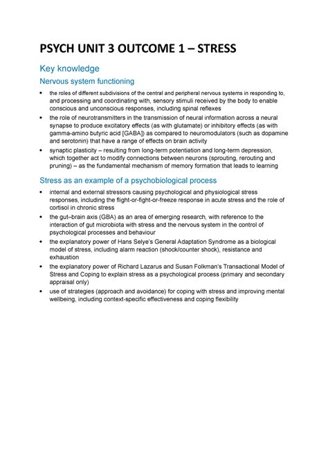 Psych UNIT 3 Outcome 1 Notes For Unit 3 AOS 1 PSYCH UNIT 3