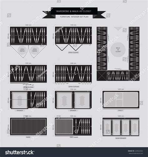 Wardrobe And Walk In Closet Furniture Icon, Top View For Interior Plan Stock Vector Illustration ...