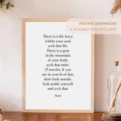 Printable Rumi Quote Wall Art Rumi Poetry Poster Minimalist Etsy